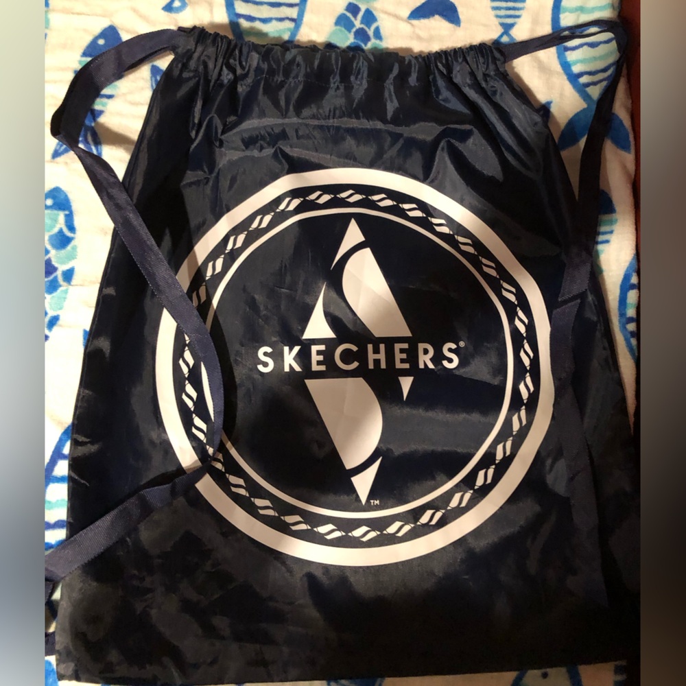 #bag 2 Skechers Navy and White Logo Drawstring backpack Bag